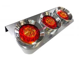 Фонарь задний ХРОМ 3-х сек круглые светодиодный LED (24V) 50х20х3,5см шт_1