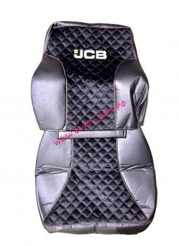 Чехол на сидение JCB 3XC/ 4XC/ 5XC кожзам, вставка ткань велюр с красной строчкой 1 шт