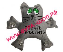 Игрушка декоративная "Кот" с приколами на стекло большой
