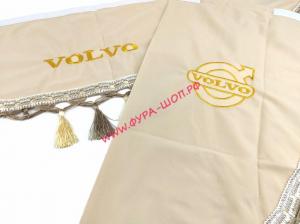 Ламбрекен двухсторонний + боковушка (VOLVO) с вышивкой бежевый