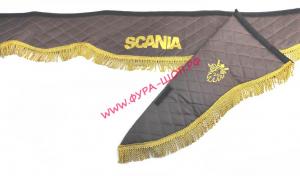 Ламбрекен двухсторонний + боковушка экокожа 220 см (SCANIA) наклейка скания цвет КОРИЧНЕВЫЙ