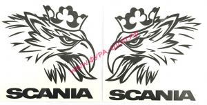 Наклейка (вырезанная) "SCANIA №2" ( 22х22см), (комплект на две стороны), чёрный 08656