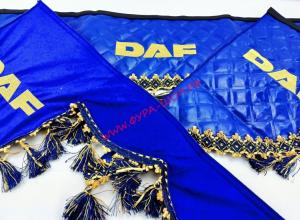 Ламбрекен двухсторонний + боковушка экокожа (с обратной стороны велюр)  DAFсиний