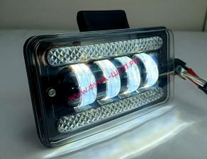 Фара противотуманная прямоугольная 150х90х65мм. LED 9-85V белый свет+ходовые огни к-т H4 LD-40W 9-85V