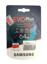 Карта памяти 64Gb - Samsung - Micro Secure Digital XC EVO Plus UHS-I U1 Class 10 MB-MC64HA/RU с переходником под SD