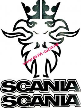 НАКЛЕЙКА (ВЫРЕЗАННАЯ) "SCANIA" ( 45Х33СМ), (КОМПЛЕКТ НА ДВЕ СТОРОНЫ), БЕЛЫЙ 08734