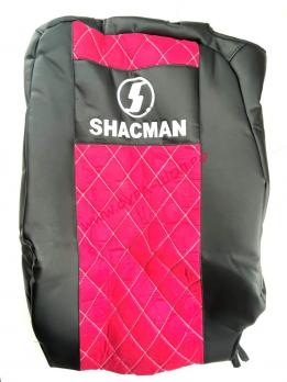 Чехлы Стандарт АЛИКАНТЕ+экокожа SHACMAN X3000 от 2021 (2 ремня) 2 низких сидения (ПегасЧерный+АликКрасный)