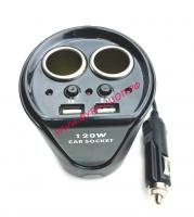 Разветвитель прикуривателя 2 USB 2 разъема 12-24V выходной ток 5V/1000+2100MA_0
