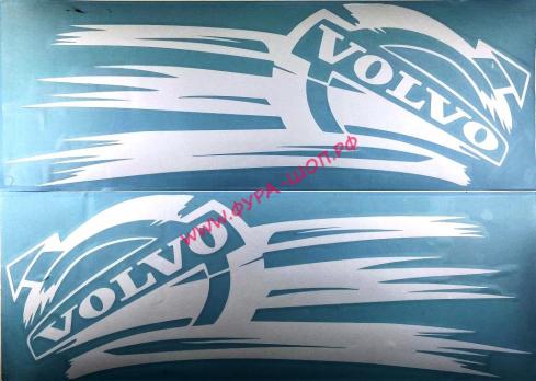 Наклейка (вырезанная) Брызги "Volvo" (18х50 см) белый 08852