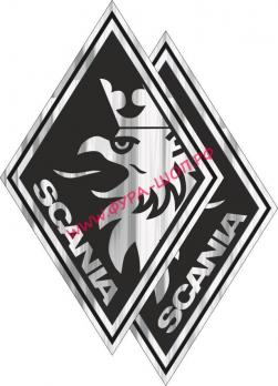 Наклейка Эмблема SCANIA (16х25см) комплект на 2 стороны РОМБ 08903