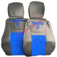 Чехлы сидения Люкс SHACMAN ( шакман) X3000 от 2021 (2 ремня) 2 низ.сид. экокожа синий_0