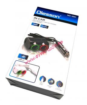 Разветвитель на 2 розетки и 1 USB 12/24 ВKR-4891